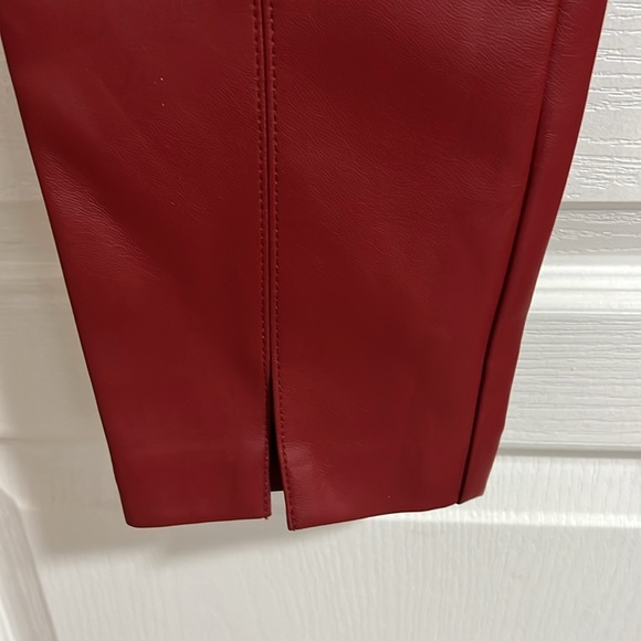 Zara Red Faux leather Leggings/Pants - Picture 2 of 10